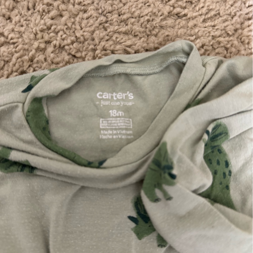 Carter's Green Dinosaur PJ set - Picture 3 of 3